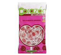 Caramelos Cerdán - Piruletas Mini Corazón Sabor Cereza | Bolsa de 150 Unidades | Caramelo Duro con Palo sin Gluten ni Alérgenos | Ideal para Fiestas, Eventos y Cumpleaños