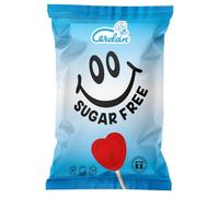 Caramelos Cerdán - Piruletas Mini Corazón Sin Azúcar Sabor Cereza | Bolsa de 100 Unidades | Caramelo Duro con Palo Sin Gluten ni Alérgenos | Ideal para Fiestas, San Valentín y Cumpleaños