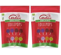 Caramelos Cerdán - Piruletas Organic Lollipops Ecológica Bio - 8 Sabores Surtidos | 40 uds | Piruleta Sin Gluten ni Alérgenos y Apta Veganos | Ideal para Fiestas, Navidad y Cumpleaños (Paquete de 2)