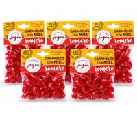 Caramelos con Miel Española 25% y Romero, 5 x 100 g | Suaves para la garganta; sin gluten, colorantes ni conservantes; elaborados en España con extractos naturales.