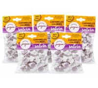 Caramelos con Miel Española 25% y Salvia, 5 x 100 g | Suaves para la garganta; sin gluten, colorantes ni conservantes; elaborados en España con extractos naturales.