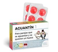 Caramelos de broma AGUANTÍN 1 | Caja con 12 caramelos sin azúcar sabor cereza | Regalo divertido para parejas que celebran su 1er aniversario con amor, paciencia y mucho aguante