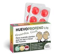 Caramelos de broma HUEVOPROFENO Guardia Civil | Caja con 12 caramelos sin azúcar sabor cereza | Regalo con respeto y humor para guardias civiles con aguante nivel patrulla