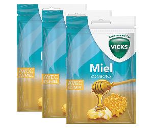 Caramelos de miel Vicks - Paquete de 3 x 72 g