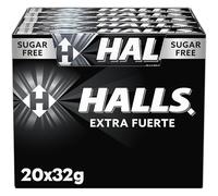 Caramelos Halls extra Fuerte, Caramelo con sabor a Menta, Caramelo sin azucar, el Halls de toda la vida, sabor intenso y delicioso, Sin gluten, Contiene 1 caja con 20 paquetes de caramelos de 32 g