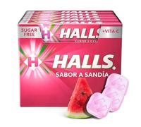 Caramelos Halls Watermelon Sandia, Caramelo con sabor a Sandia, Caramelo sin azucar, el Halls de toda la vida, sabor intenso, Sin gluten, Contiene 1 caja con 20 paquetes de caramelos de 32 g