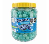 Caramelos Masticables Canel's - Tarro 1,5 kg, Sabores Cereza Ácida, Arándano Ácido y Melón Ácido, Sin Gluten, Doble Textura, Ideal para Fiestas y Celebraciones (Arándano ácido)
