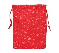 CARAMELOS MERRY XMAS - Mochila Saquito Plano Infantil, Fácil Limpieza, Mochila, Ideal para Niños de Diferentes Edades, Cómoda y Versátil, Calidad y Resistencia, 26x1x34 cm