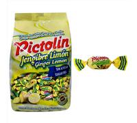 CARAMELOS PICTOLIN JENGIBRE LIMON 1 Kg. - SIN AZUCAR - BALSAMICOS - ENVUELTOS INDIVIDUALMENTE - 340 UD. POR BOLSA APROX.