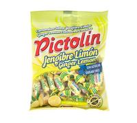 Caramelos Pictolín Jengibre y Limón Sin Azúcar - Pack 12 Bolsas de 65 g | Sabor Refrescante y Picante | Marca Intervan