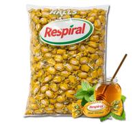 Caramelos Respiral, Caramelo con sabor a Miel y mentol, Caramelo con azucar, el Respiral de toda la vida, Sin gluten, Contiene 1 bolsa de 1 kg que tiene 316 unidades aproximadamente