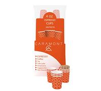 Caramont,200 Vasos Carton Desechables para Café Espresso de 4 onzas 110 ml con agitadores de madera, ecológicos y desechables, resistentes al calor