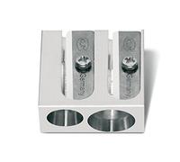 Caran d´Ache 0476.002 - Sacapuntas doble para Grafwood magnesio/acero plateado, tamaño: 2,5 cm aprox