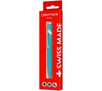 Caran d'Ache 849 - Bolígrafo retráctil, metal X, tinta negra + recambio, ancho de línea medio, turquesa