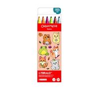 Caran d'Ache Fibralo Kawaii 0185.803 - Juego de 6 rotuladores de colores, lavables, para niños, lápices de dibujo escolar, creativos