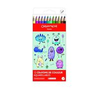 Caran d'Ache Kawaii Swisscolor - Lápices de colores solubles en agua, caja de cartón con 12 colores surtidos, monstruos, dibujo infantil, colorear, lápiz artístico, escuela, suministros de papelería