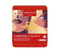 Caran d'Ache NEOCOLOR II - Juego de 10 lápices para acuarelas (50 años de aniversario, soluble en agua)