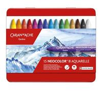 Caran d'Ache Neocolor II - Juego de ceras de color (15 unidades, caja metálica), multicolor