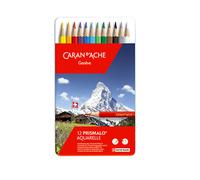 Caran D'Ache Prismalo Color Lápiz 12 Lata Set Aquarelle Artista Acuarela Nuevo