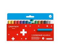 Caran d'Ache Swisscolor 7502.815 - Lápices de colores pastel de cera acuarelables (15 unidades), multicolor
