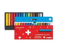 Caran d'Ache Lápices de colores Swisscolor 7502.815 – pastel de cera acuarelables 15 u. multicolor