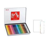Caran D'ache Swisscolor - Lápices acuarelables en caja de metal, 30 unidades y 2 tarjetas