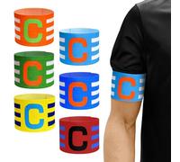 CARANNACLTD 6 Piezas Brazalete de Fútbol Multicolor Ajustable Brazalete de Capitan de Futbol C Banda del Capitán para Fútbol Brazalete de Capitán para Niños y Adultos Junior para Varios Deportes