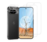 Carantee 2 + 2 unidades de cristal blindado para Google Pixel 9 5G, protector de pantalla transparente 2.5D HD con protección de cámara, antiburbujas, antihuellas, anticaída Google Pixel 9 Premium