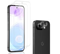 Carantee Protector de pantalla para Google Pixel 9A, 2 + 2 unidades de dureza 9H HD, transparente, protector de cámara + protector de pantalla, identificación de huellas dactilares, resistente a los