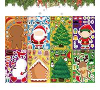 Caras adhesivas navideñas - Crea tus propias pegatinas con personajes navideños, 8 hojas | Pegatinas de cara de Papá Noel, juego de pegatinas de, pegatinas festivas, pegatinas de bricolaje para