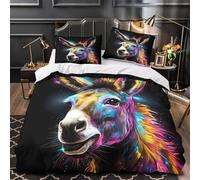Caras de burro Funda de Edredón Suave Juego de 3 Piezas Impresión 3D con Fundas de Almohada Transpirable Patrón de animales de dibujos animados Funda Edredon for Adolescentes King（220x240cm）