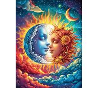 Caras de Sol y Luna en Cielo mágico Puzzles 1000 Piezas Decorativo Coleccionable Sueño mágico de Ciencia ficción Obra De Arte Rompecabezas Familiar para Adultos Desafío Avanzado DIY Creativo 1000 PCS
