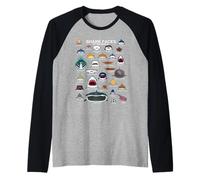 Caras de tiburón del Mundo Amor Tiburones Niños Boca de tiburón Camiseta Manga Raglan
