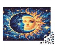 Caras del Sol y la Luna Puzzles 1000 Piezas Papel Reciclado para Adultos Puzzle para Adultos Juego Educativo con desafío Excelente Idea de Regalo para niños a Partir de 12 años 52x38cm/1000pcs