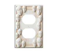 Caras dúplex cubiertas de tomacorrientes, placa de pared, curvas artísticas contemporáneas, textura, ninguno, plástico blanco, tamaño estándar, placas faciales para enchufes eléctricos para el hogar