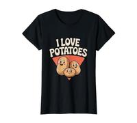 Caras Lindas de Papa Kawaii I Love Potatoes Camiseta gráfica económica, Mujer, Negro, L
