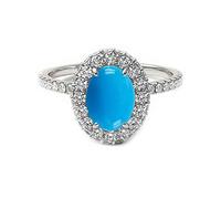 CaratYogi Elige tu anillo de plata de ley 925 con diseño de halo de corte ovalado, para boda, compromiso, hecho a mano, joyería de moda para mujeres y niñas, disponible en tallas de H a X, Piedra