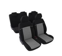 CARAUTO Funda de asiento universal Kit completo : 2 asientos (delanteros) + banqueta fraccionable (trasera) - Malla poliéster y poliéster con relieve Negro (Ref: 01012884)