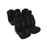 CARAUTO Funda de asiento universal Kit completo : 2 asientos (delanteros) + banqueta fraccionable (trasera) - Malla poliéster y tejido mesh Naranja (Ref: 01012883)