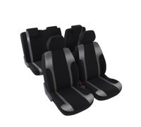 CARAUTO Funda de asiento universal Kit completo : 2 asientos (delanteros) + banqueta fraccionable (trasera) - Malla poliéster y poliéster plateado Negro (Ref: 01012878)