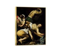 Caravaggio Arte Impresiones sobre lienzo Crucifixión de Saint Peter Barroque Arte de pared de la pared Pinturas de arte cristiano para sala de estar dormitorio 50x40cm(20x16in) Enmarcado