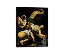 Caravaggio Arte Impresiones sobre lienzo Crucifixión de Saint Peter Barroque Arte de pared de la pared Pinturas de arte cristiano para sala de estar dormitorio 65x50cm(26x19in) Marco negro