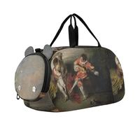 Caravaggio Basket - Bolsas de lona de frutas para viajes, fin de semana, durante la noche, para niños, con compartimento para zapatos, Estampado rococó de Jean-Antoine Watteau, Classic