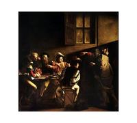 Caravaggio - Póster decorativo con texto en inglés "The Calling of St Matthew" de Caravaggio para dormitorio, decoración estética, regalo sin marco, 70 x 70 cm