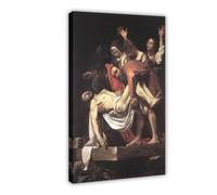 Caravaggio - Póster decorativo de pared con texto en inglés "The Entombment of Christ" de Caravaggio para bar, restaurante, garaje, cafetería, marco de regalo, 30,5 x 45,7 cm