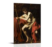 Caravaggio - Póster decorativo de San Juan Bautista en el desierto, obra maestra, arte decorativo para pared, lienzo de pergamino, cuadro de pintura para sala de estar, decoración del hogar, 60 x 90