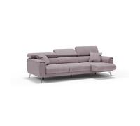 Caravaggio sofá de 3 plazas extensibles con reposacabezas ajustables en tejido impermeable 244 cm rosa