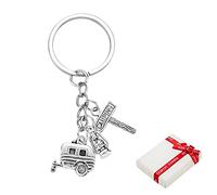 Caravan Camping Light Travel Llavero hecho de metal plateado para niñas niños niños mujeres jóvenes mujeres hombres, llavero de aleación llavero turístico llavero cordón de regalo