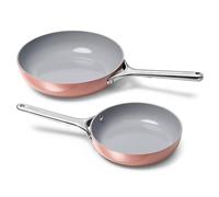 Caraway Fry Pan Duo - Sartén de cerámica antiadherente (8 y 10.5 pulgadas), no tóxica, libre de PTFE y PFOA, apta para horno y compatible con todas las estufas (gas, eléctricas e inducción), color