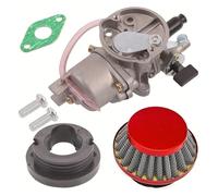 Carb Carburetors Para 43cc, 47cc, 49cc Refrigerado Por Aire Para Mini ATV, Quad, Moto Para Cross Bolsillo, Carburador 2 Tiempos Cápsula, Filtro Aire, Colector Admisión(Rojo)